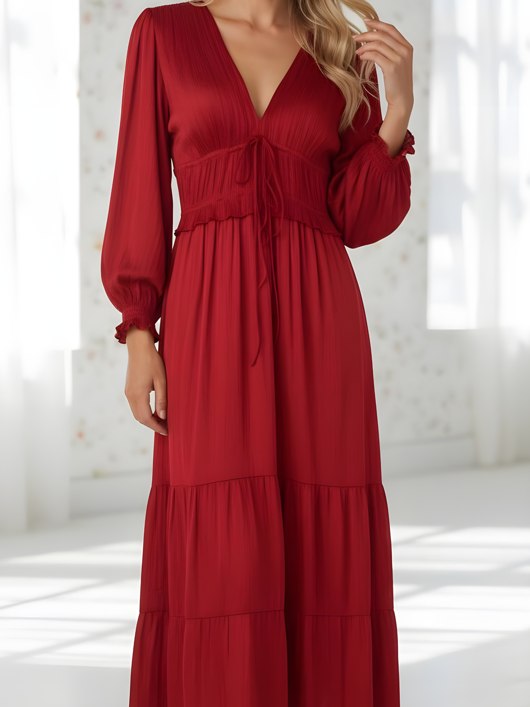 Red Pleated Dress