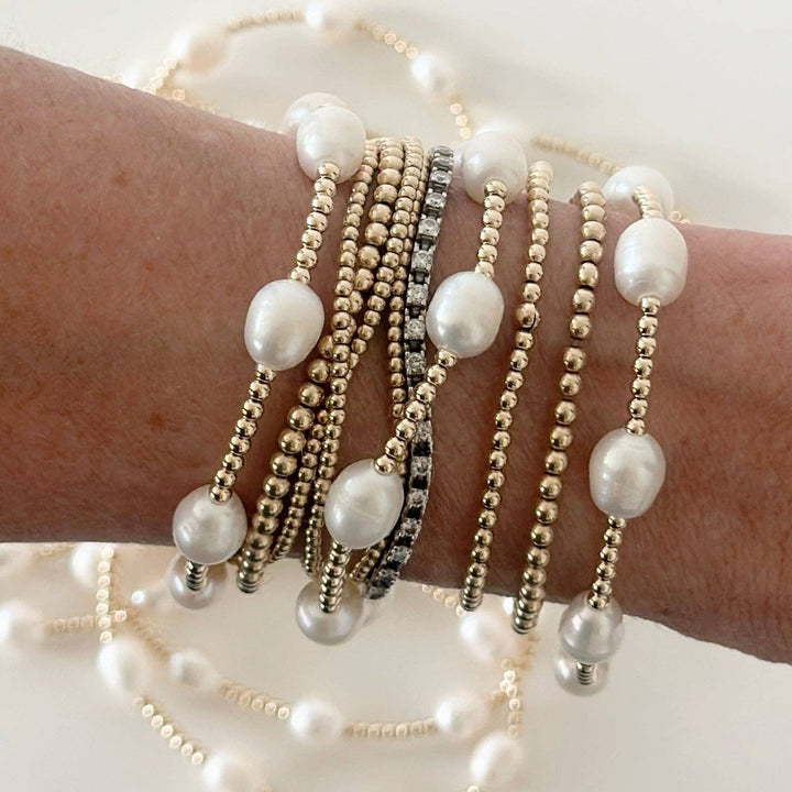 Poppy Pearl Gold Bead Bracelet