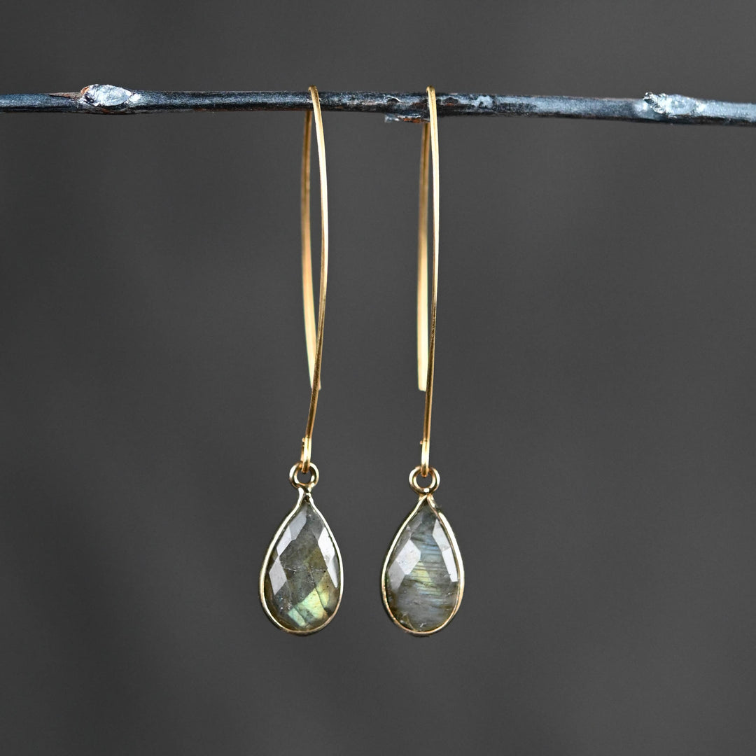 Long Wire w/ Semi Precious Stone Earrings
