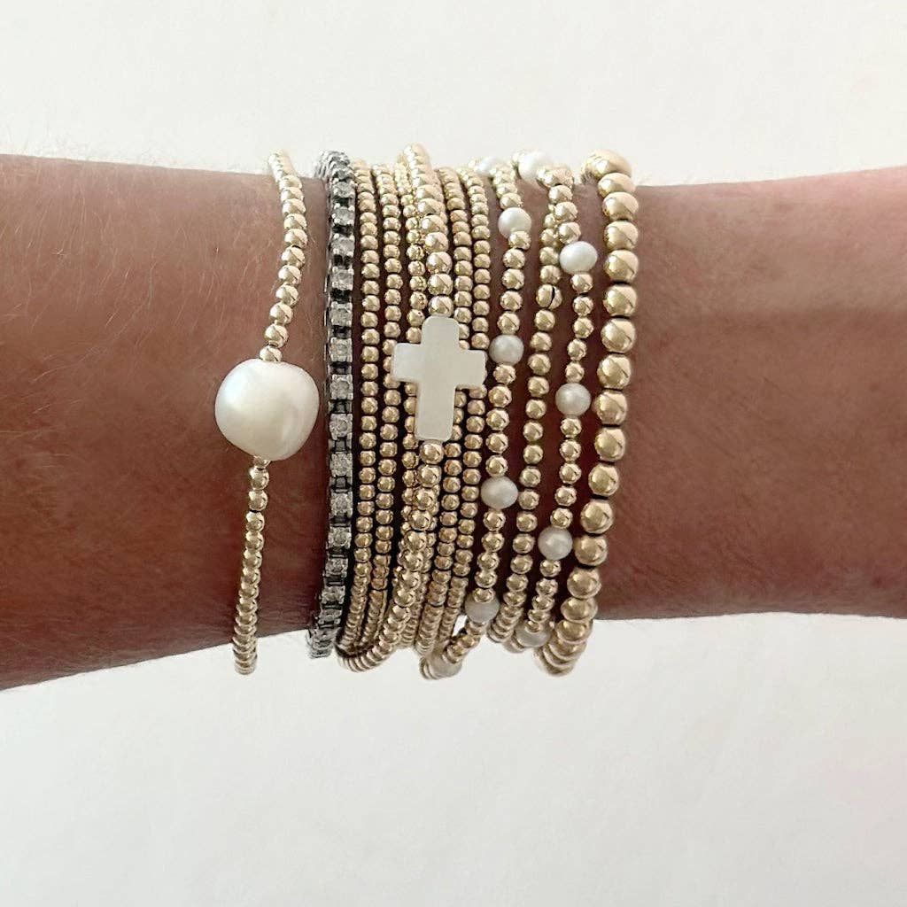 Single Pearl Gold Bead Bracelet