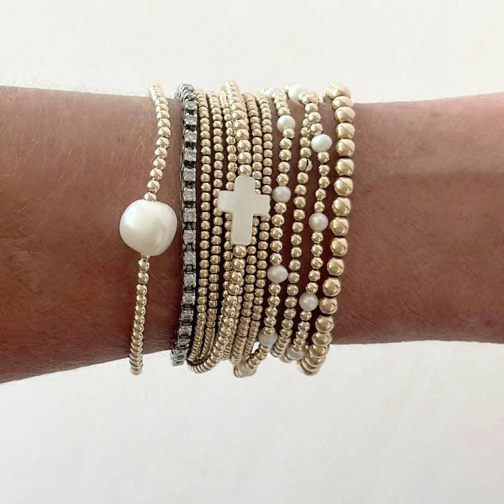 Single Pearl Gold Bead Bracelet