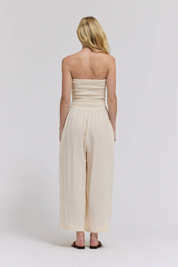 70203CG - TIE FRONT GAUZE JUMPSUIT