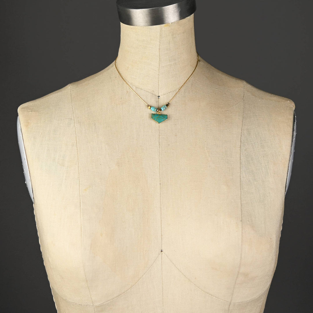 Half Shield Turquoise & Turquoise Jasper Necklace