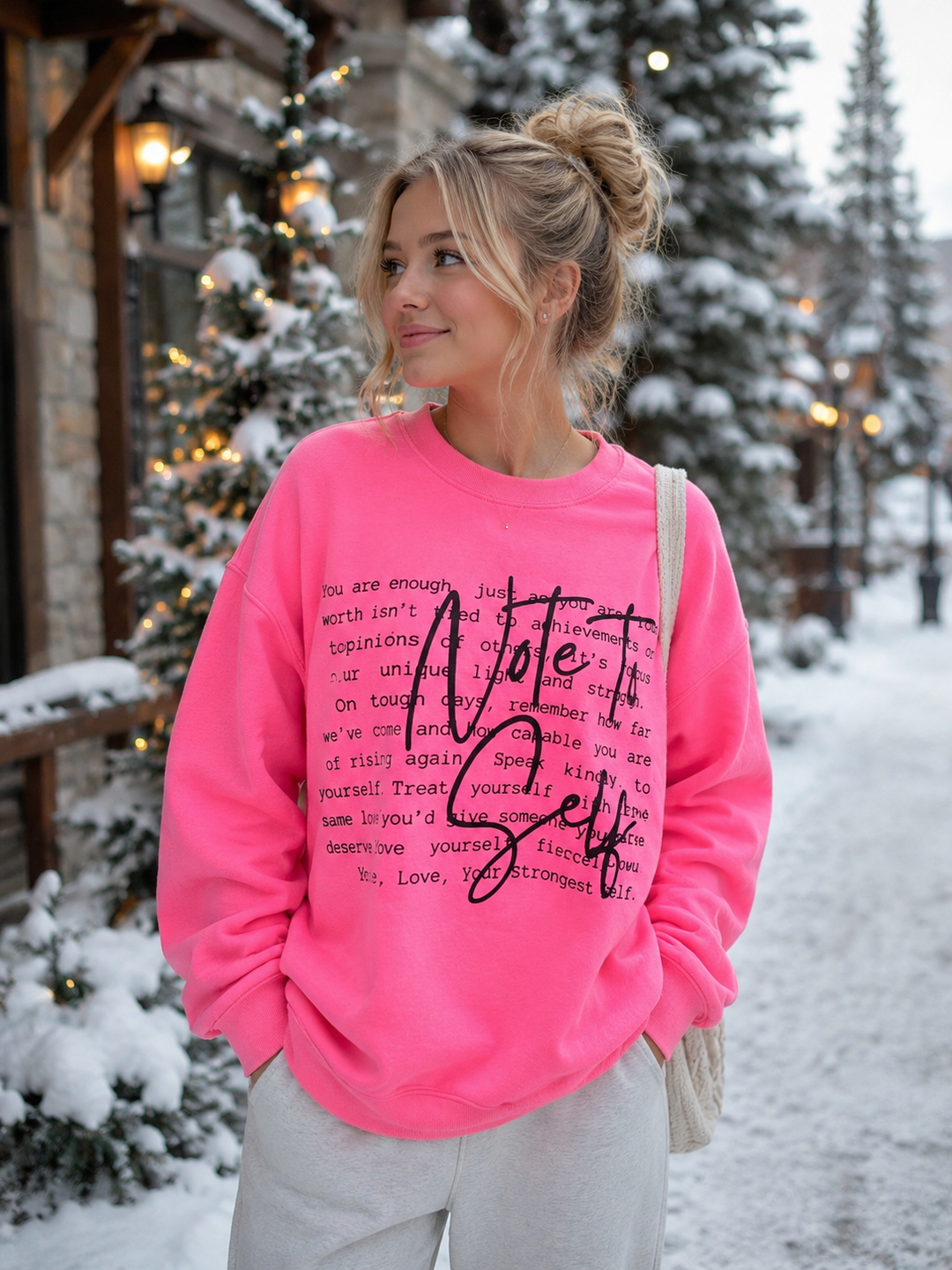 Note to Self Pink Sweatshirt