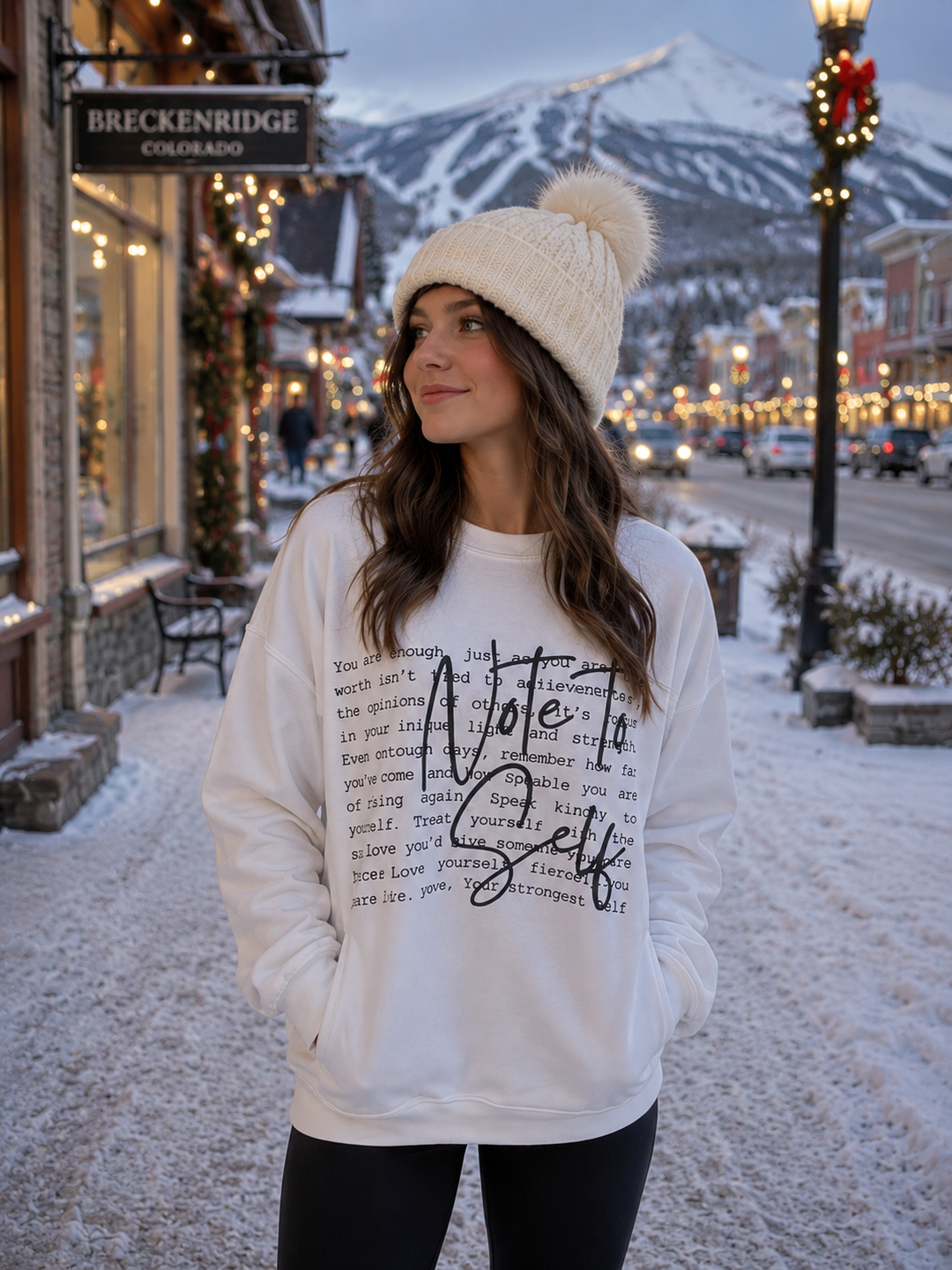 Note to Self White Sweatshirt