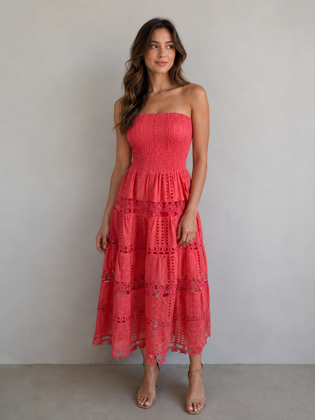 Eyelet Dress Coral