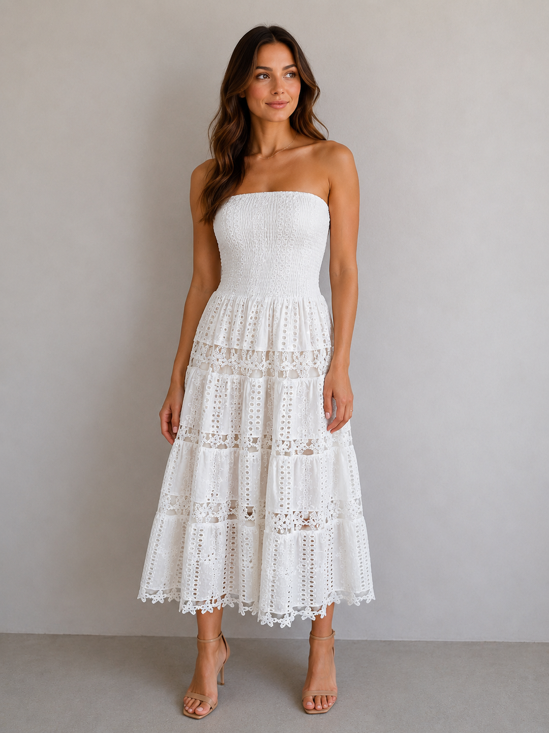 Eyelet Dress White and Black