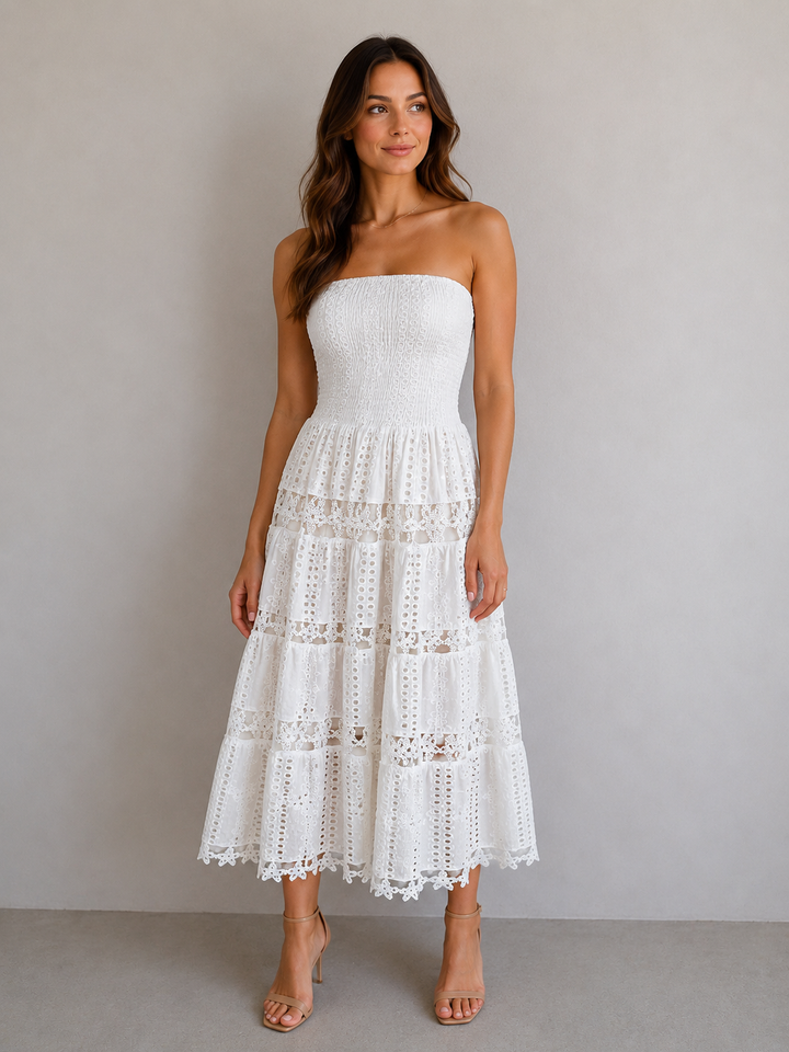Eyelet Dress White and Black