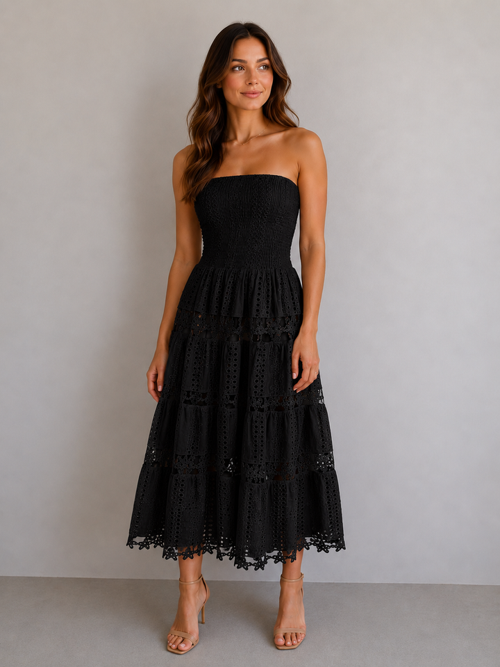 Eyelet Dress White and Black