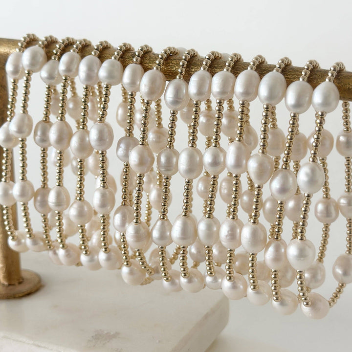 Poppy Pearl Gold Bead Bracelet