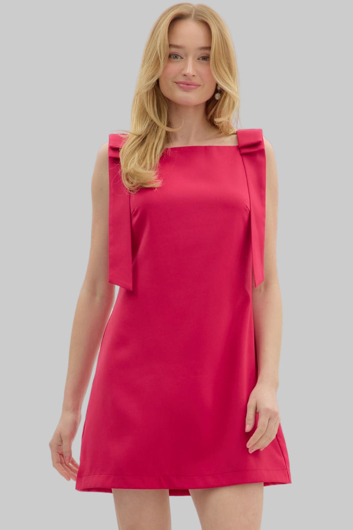 Shoulder Bow Mini Dress