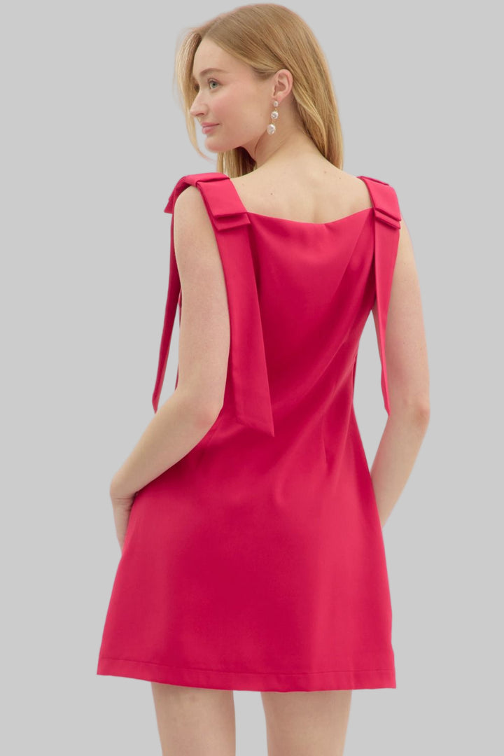 Shoulder Bow Mini Dress