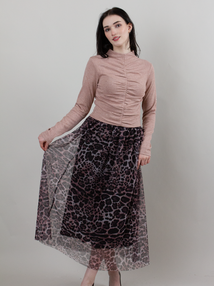 Leopard Mesh Skirt