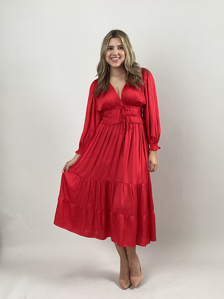 Red Pleated Dress