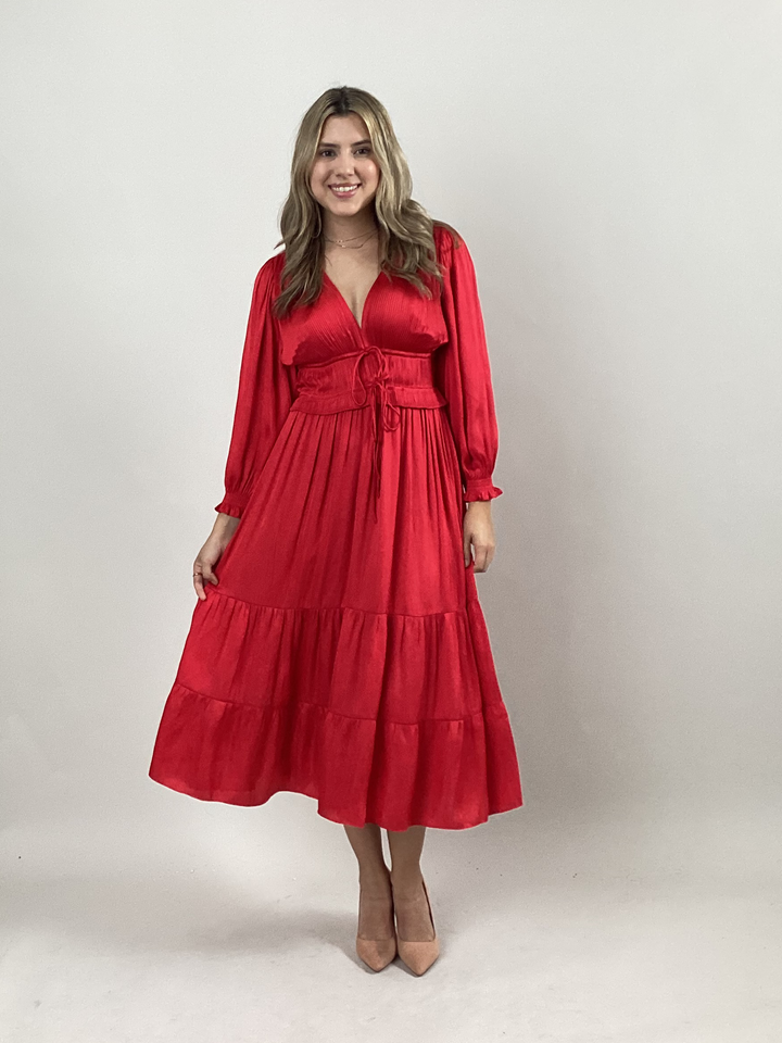 Red Pleated Dress